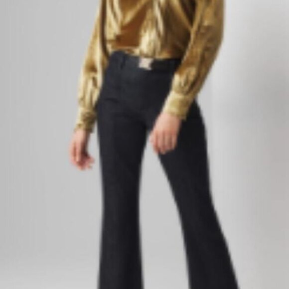 WHBM High-Rise Sculpt Skinny Flare Ankle-Slit Jeans – Midnight Rinse – Size 14 - Picture 2 of 5